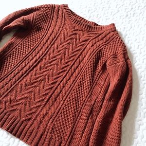 Rust Cable Mixed Knit Chunky Sweater Forever 21
